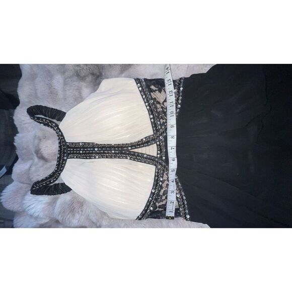 LITTLE MISTRESS Ladies Flare Dress Nude Black Cocktail Party Maxi Size 8 - Picture 7 of 16